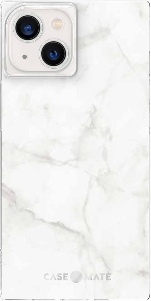 Case-Mate BLOX Square iPhone 13 Case - White Marble [10FT Drop Protection] [Wireless Charging Com... | Amazon (US)