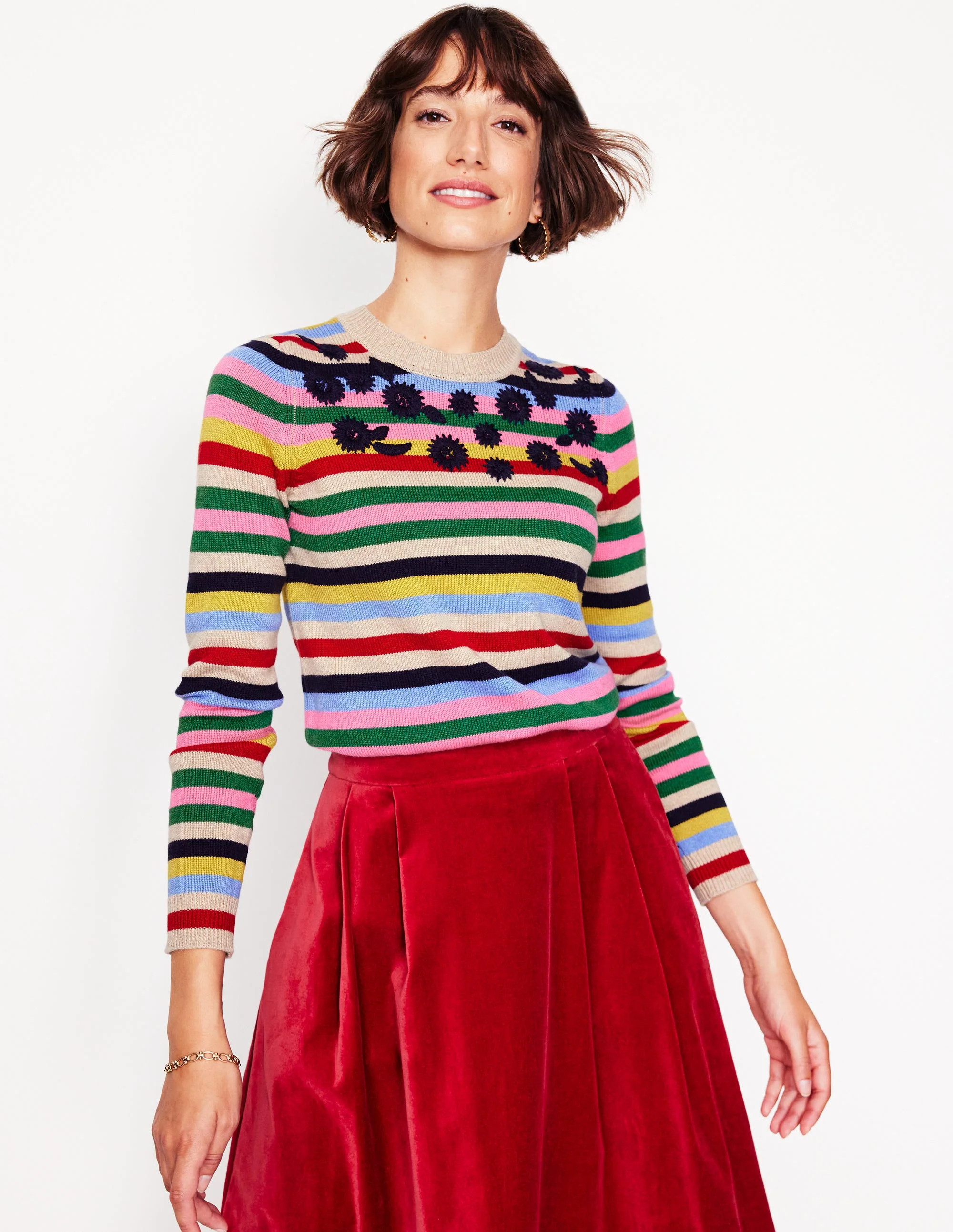 Embroidered Floral Jumper-Multi, Rainbow | Boden (US)