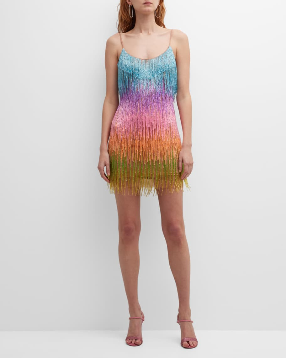 Liv Foster Ombre Beaded-Fringe Bodycon Mini Dress | Neiman Marcus
