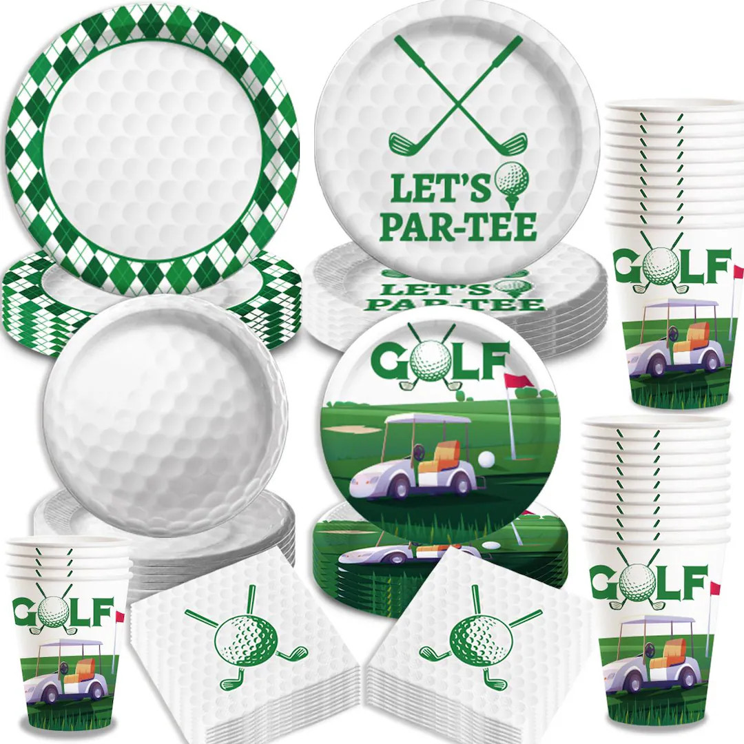 96Pcs Golf Party Disposable Tableware, Plates Cups Napkins for 24 Guests, Birthday Golf Theme Sup... | Etsy (Global)