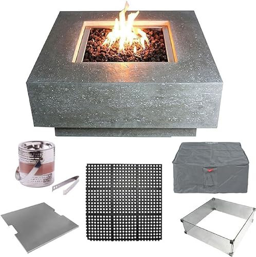 Elementi Square Outdoor Propane Fire Pit Table, Propane Firepit Table for Outside Patio Includes Canvas Cover & Lava Rocks, Outdoor Fireplace for Backyard Fire Pits & Outdoor Fireplaces | Amazon (US)