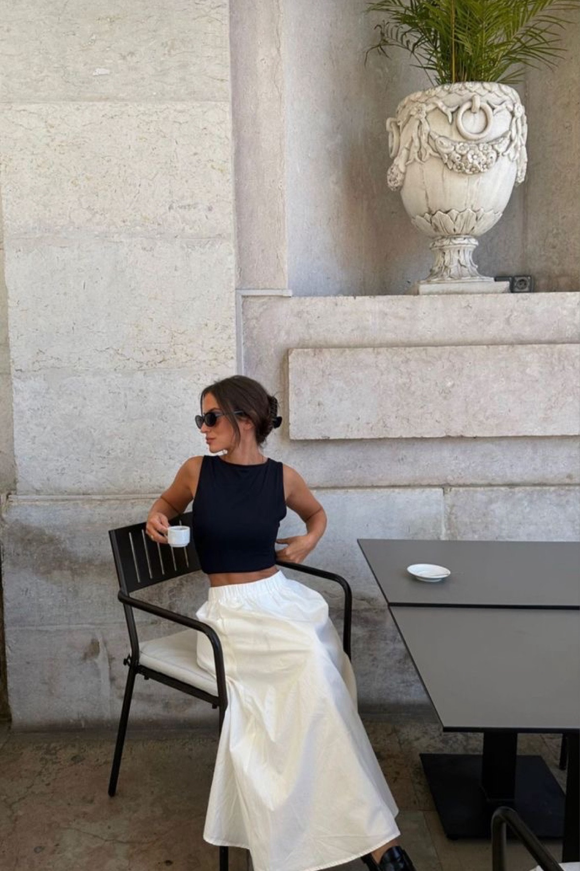 An elegant black and white fit featuring a boat neckline, puffy white maxi skirt, and black penny loafers 

Imagine you’re sitting at a rickety table at an overpriced restaurant in front of the New York Public Library. 

You look so chic and the sun doesn’t bother you because you put on plenty of SPF and this top makes your arms look amazing. You take a sip of espresso and know deep down you’ll be having some tummy problems later, but all in a girl’s day. Life is good. 

model: ig @carolinaanashtai
pic via Pinterest 

#LTKStyleTip #LTKTravel #LTKBeauty