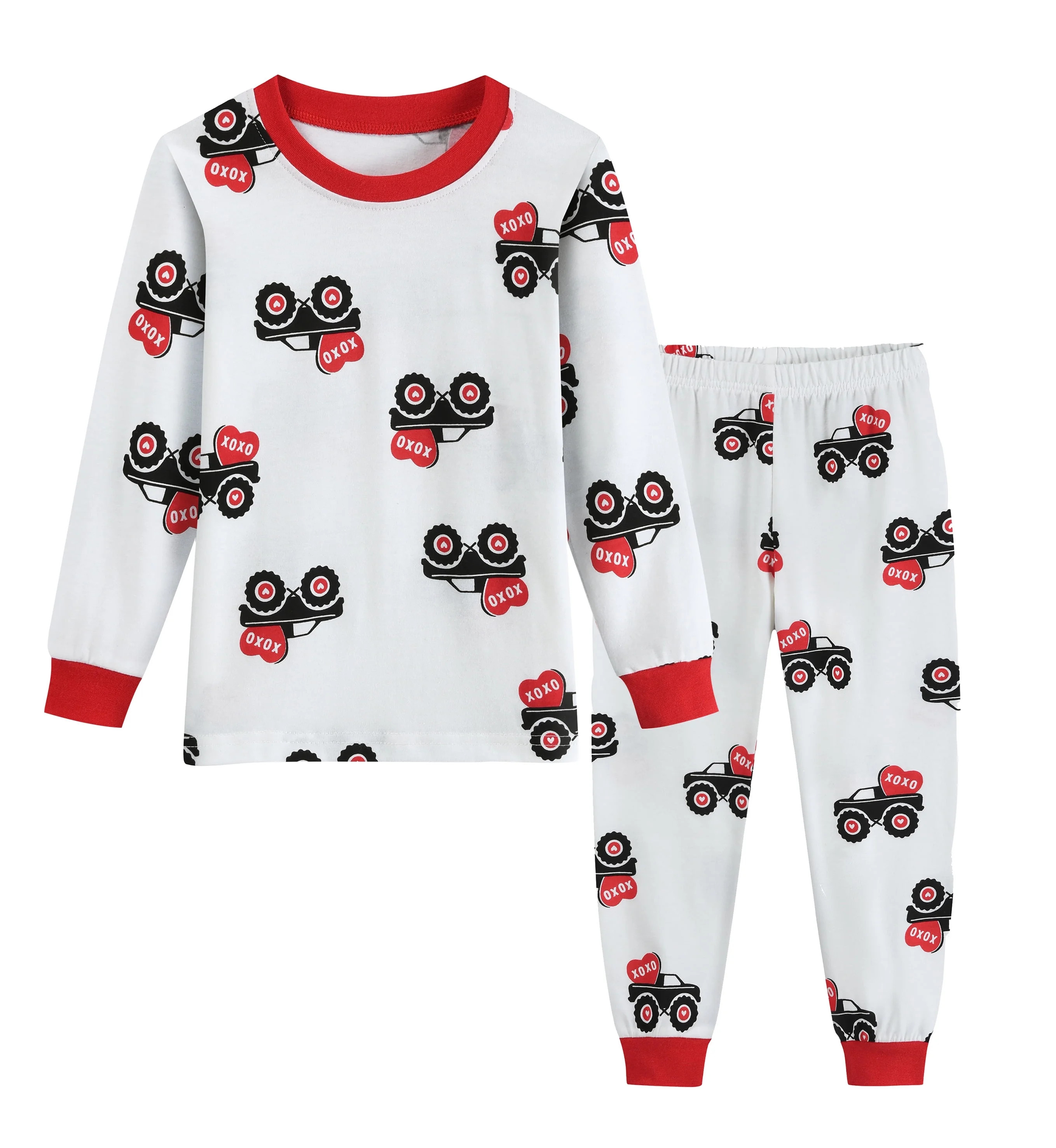 Little Hand Pajamas Boys Long Sleeve Valentine Truck White Jammies Cotton Kids Size 4 | Walmart (US)