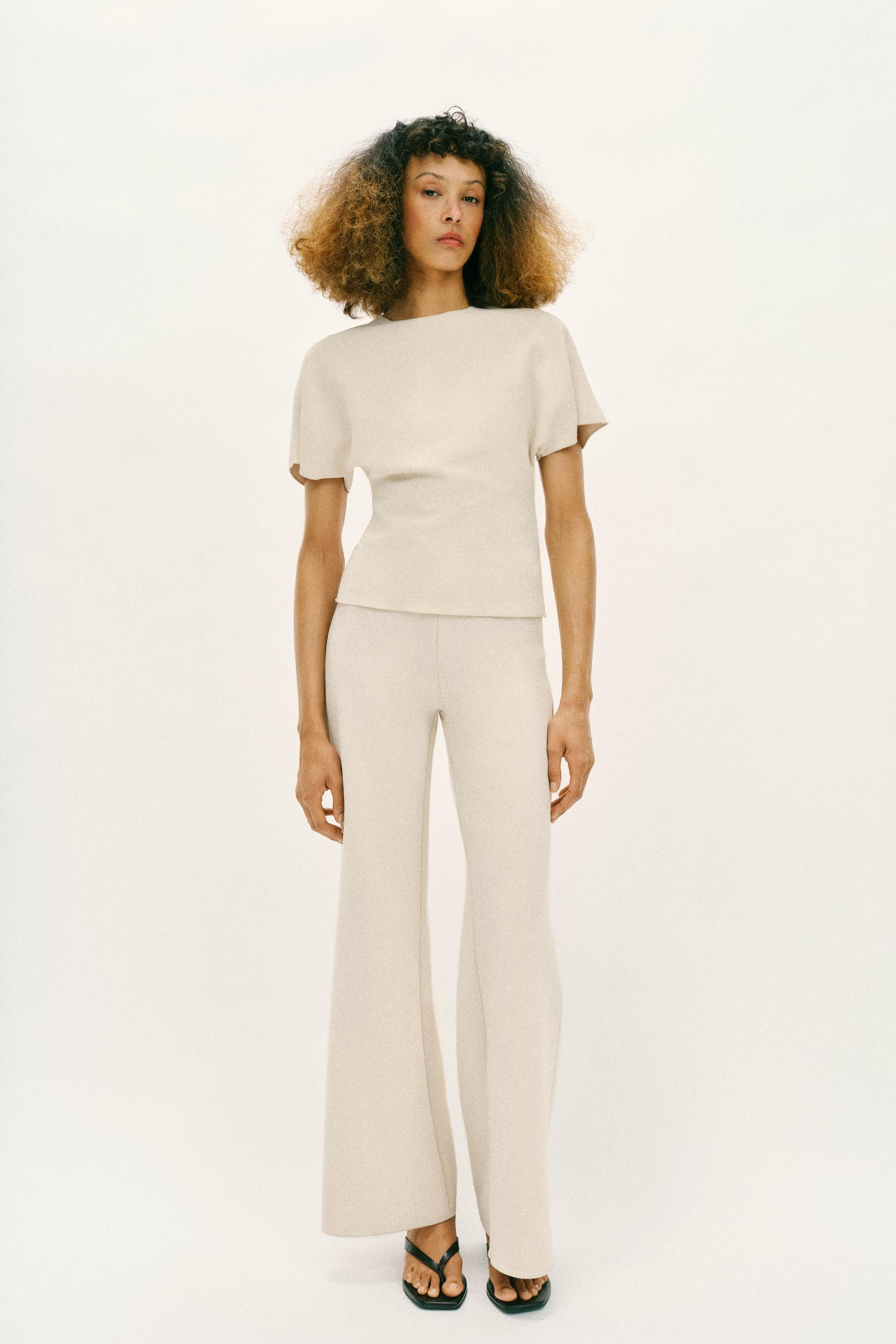 Zara - Short Sleeve Cut Out Top - Ecru - L - Woman | Zara US