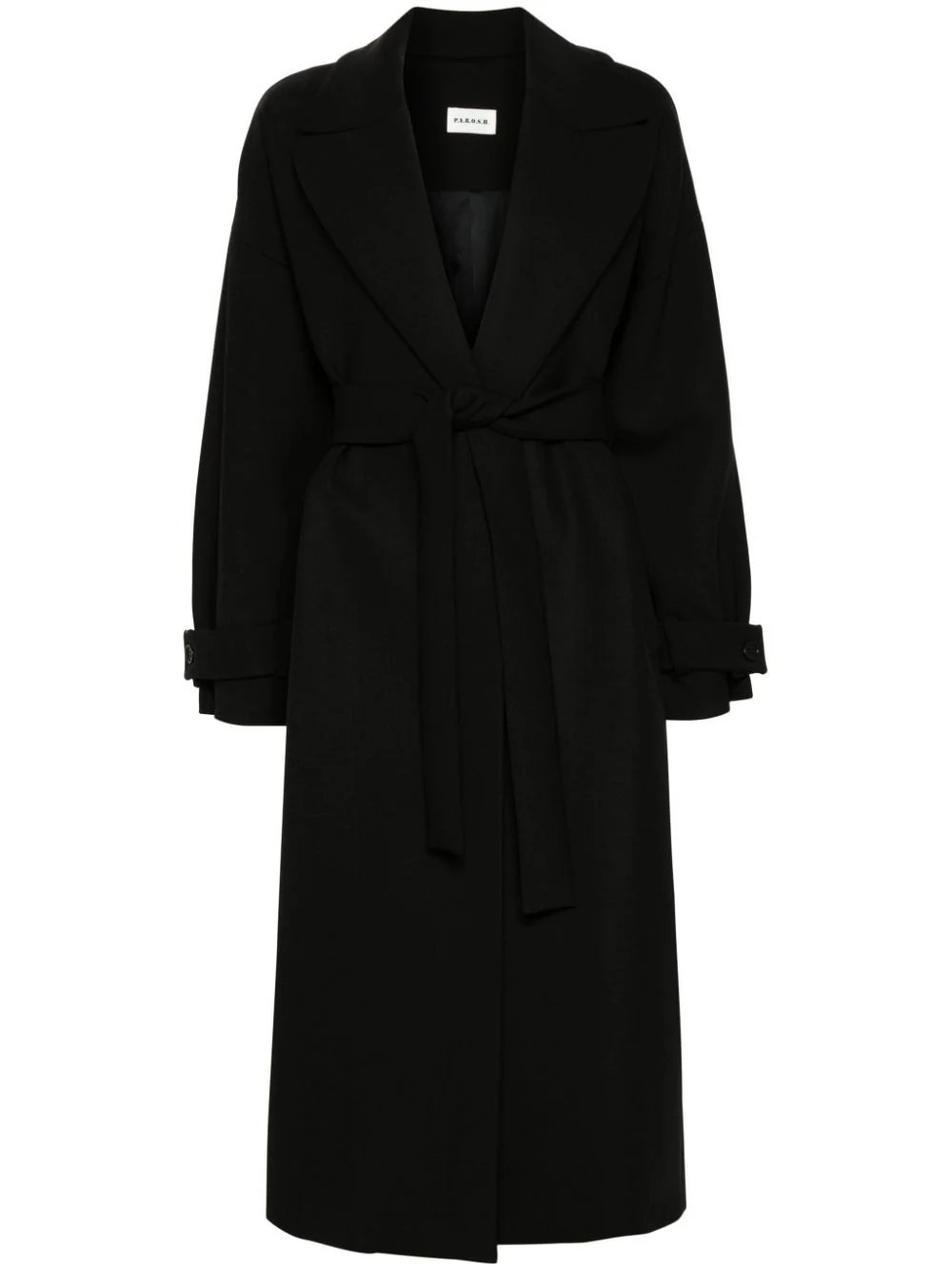 Parosh Women's Belted Coat in 013 Nero | Size Medium | D430373PAFFUTO Color 013 Color NERO | LOZURI