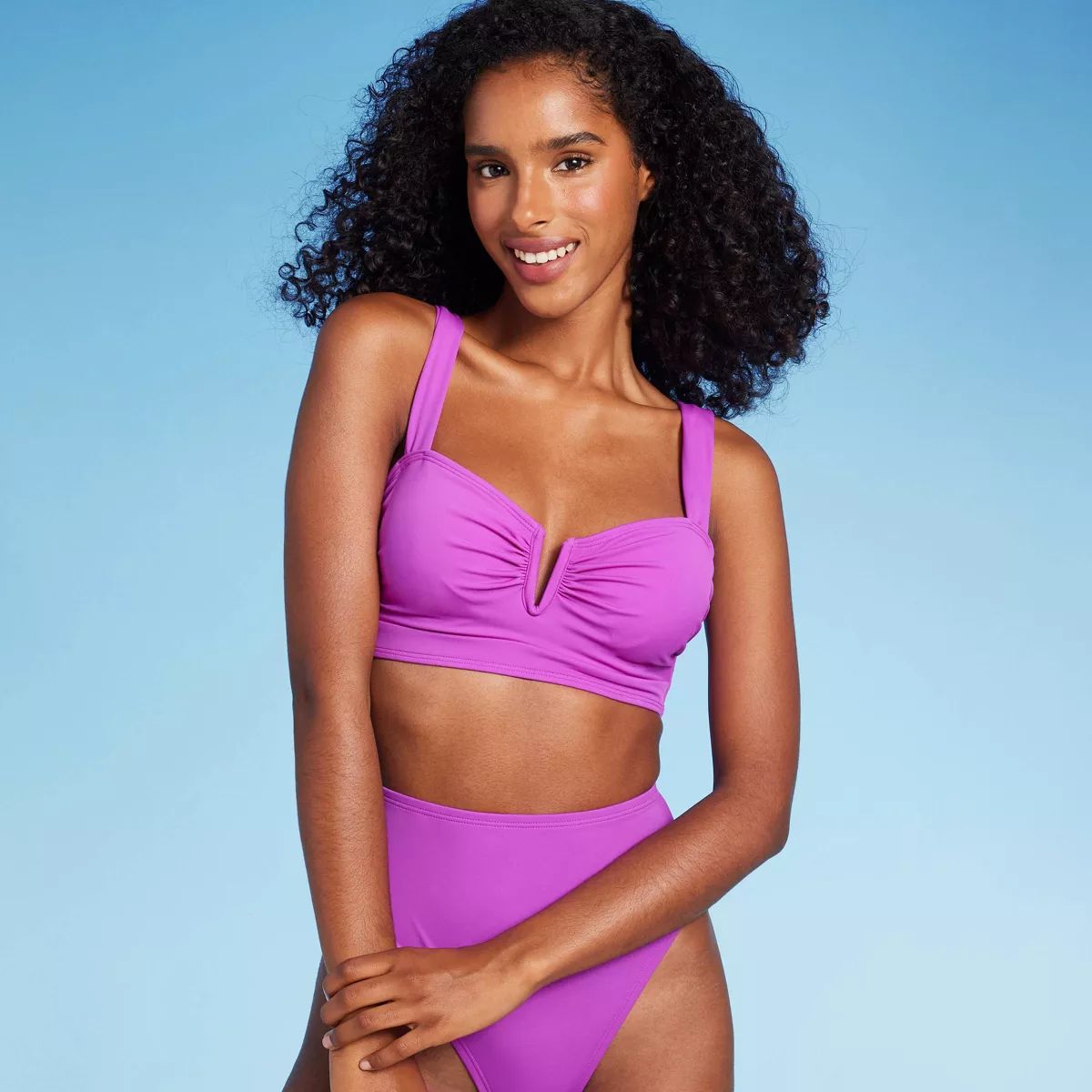 Women's V-Wire Bandeau Bikini Top - Shade & Shore™ Purple 38DD | Target