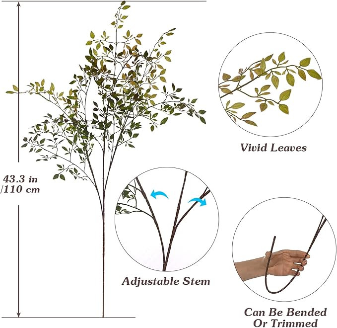 Greenery Stem Vase with Simulated 43.3 inches Stems and Branches Simulated Eucalyptus Leaves for ... | Amazon (US)