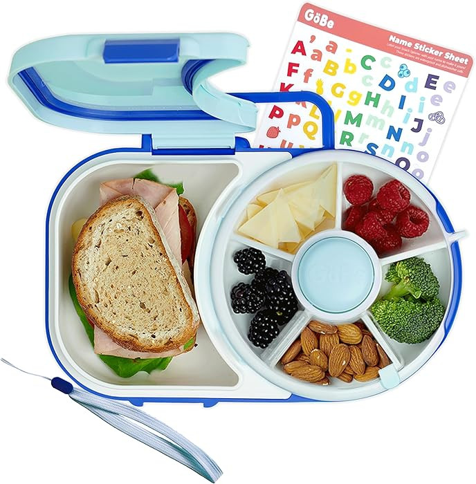 GoBe Kids Lunchbox with Small Snack Spinner Flip - Bundle with Hand Strap & Sticker Sheet, 2-in-1... | Amazon (US)