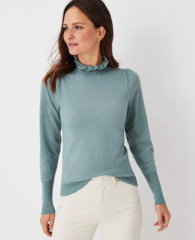 Ruffle Mock Neck Sweater | Ann Taylor | Ann Taylor (US)