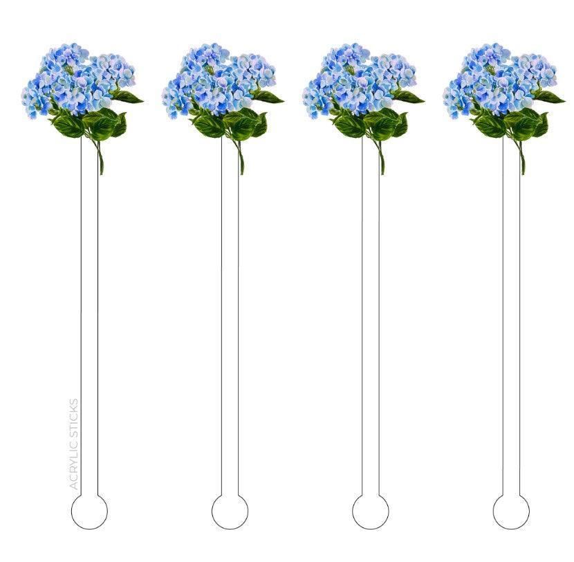 Blue Hydrangea Bloom Reusable Acrylic Stir Sticks | Sorelle Gifts
