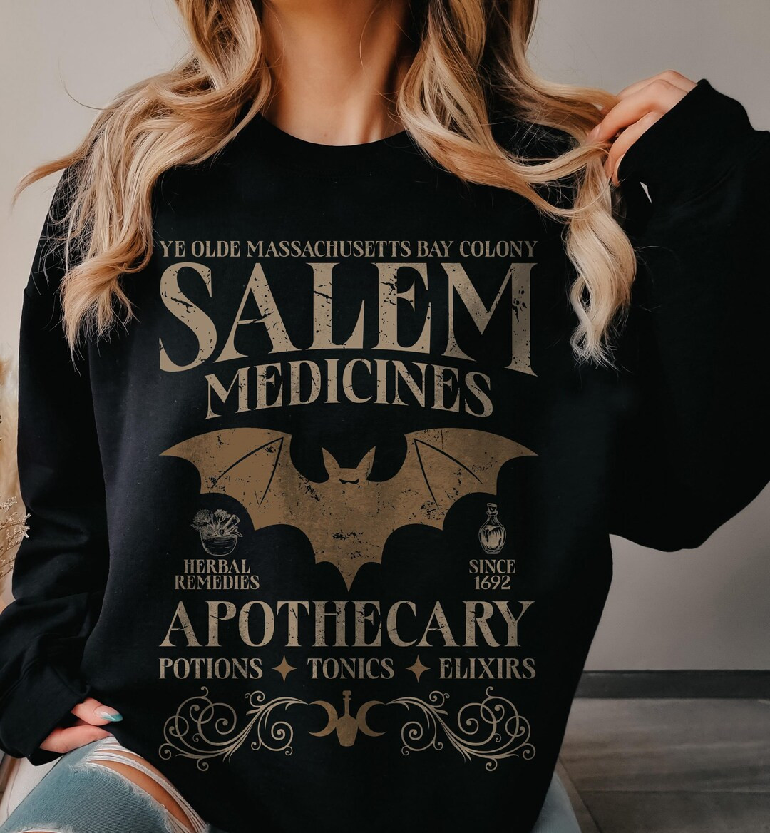 Salem Apothecary Halloween Sweatshirt, Retro Style Halloween Sweatshirt, Salem Witches Sweatshirt... | Etsy (US)