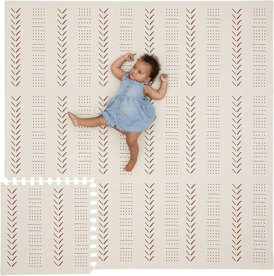 CHILDLIKE BEHAVIOR XXL Baby Play Mats, 72”x72” Puzzle with 9 Foam Tiles, Crawling Mat with In... | Amazon (US)