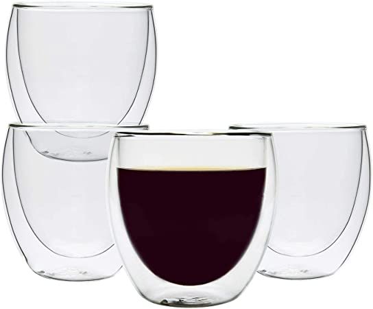 Amazon.com | Glass Coffee Mugs 12 OZ - Set of 4, Double Wall Insulated Thermal Cups Drinking Glas... | Amazon (US)