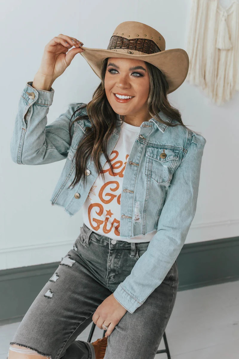 City Lights Denim Cropped Jacket | Apricot Lane Boutique
