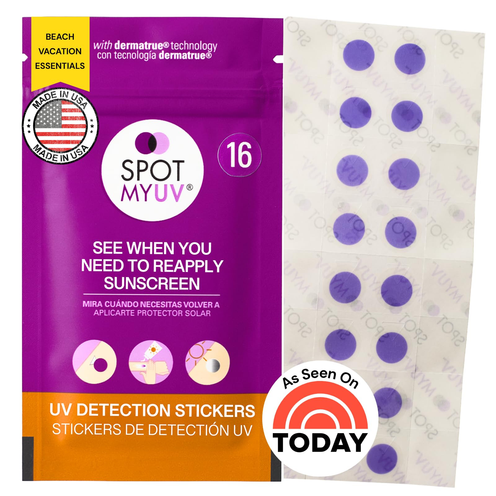 SpotMyUV UV Detection Stickers for Sunscreen with Patented Dermatrue SPF Sensing Technology, Know... | Amazon (US)