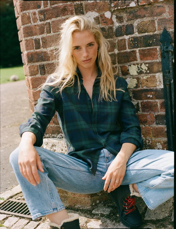 The Classic: Fine Brushed, Chocolate and Cornflower Blue Check | With Nothing Underneath