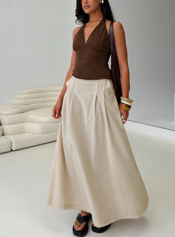 Bohemian Spirit Maxi Skirt Beige | Princess Polly US
