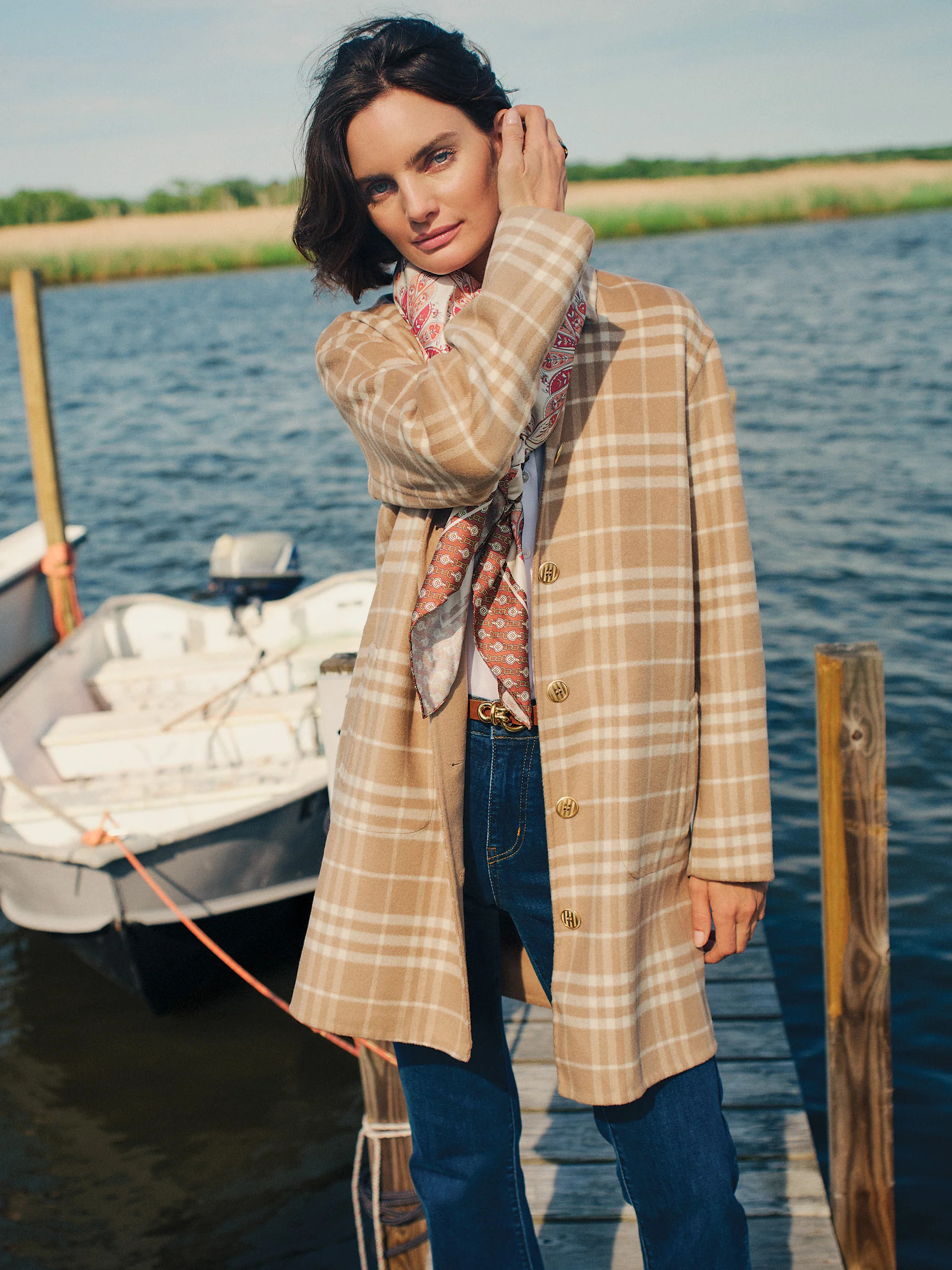 Camel/Ivory Plaid Frade Reversible Coat | Women's Jackets & Outerwe... | J.McLaughlin