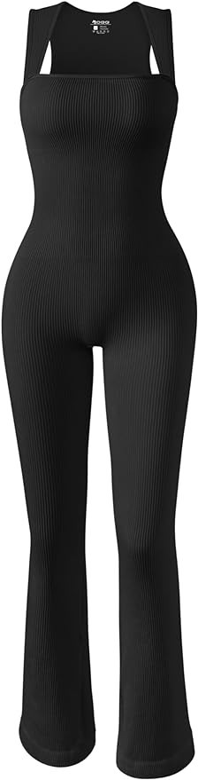 OQQ Women Yoga Jumpsuits Ribbed Strappy Sleeveless Tank Tops Exercise Bell Bottoms Flare Jumpsuit... | Amazon (US)