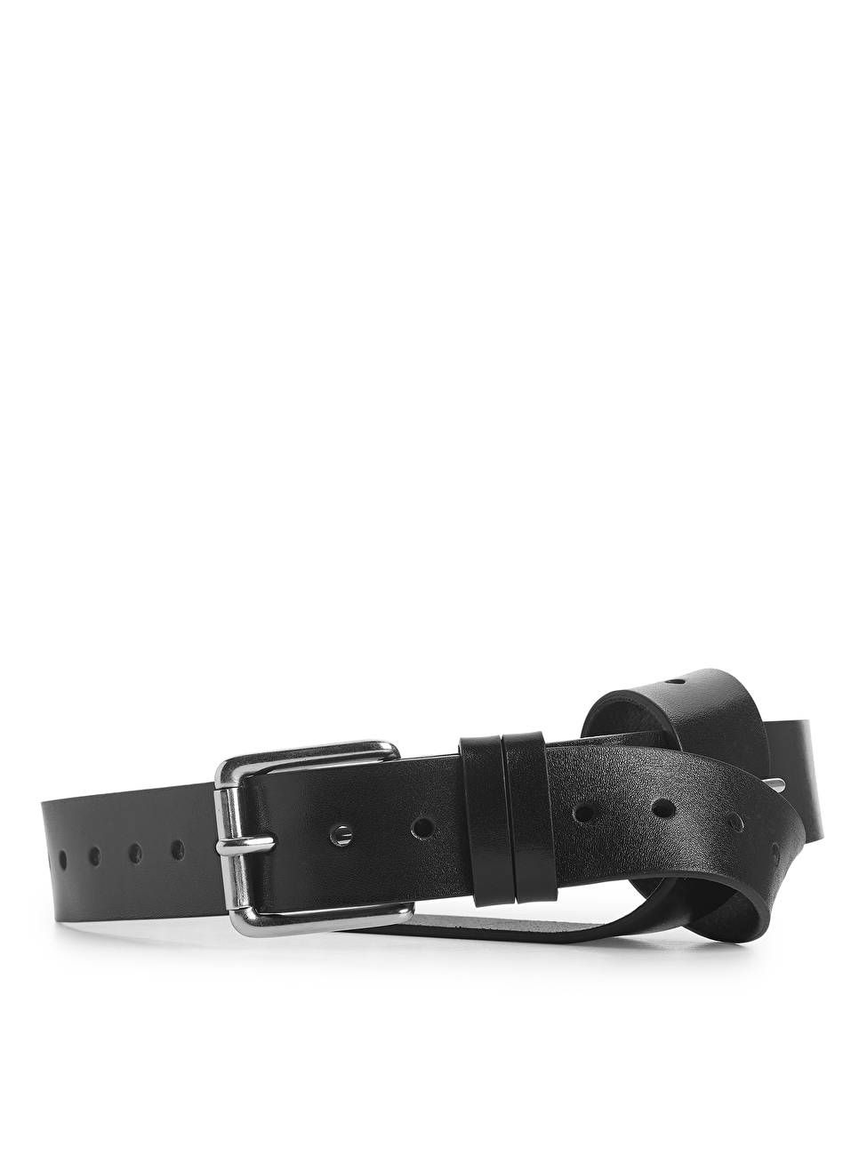Perforated Leather Belt - Black - Bags & accessories - ARKET GB | ARKET (US&UK)