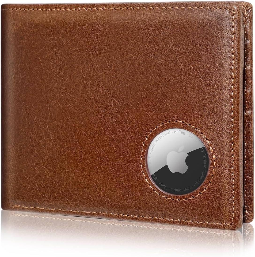 Airtag Wallet for Men Bifold Genuine Leather RFID Blocking Men's Wallet with Airtag Holder 2 ID W... | Amazon (US)