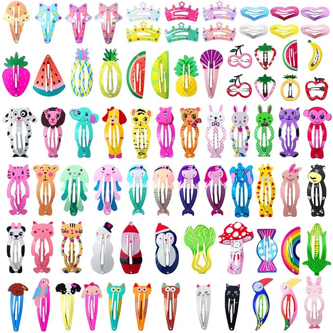 Amazon.com : Girls Hair Clips Barrettes, Funtopia 80 Pcs Lovely Animal Fruit Printed Pattern Meta... | Amazon (US)