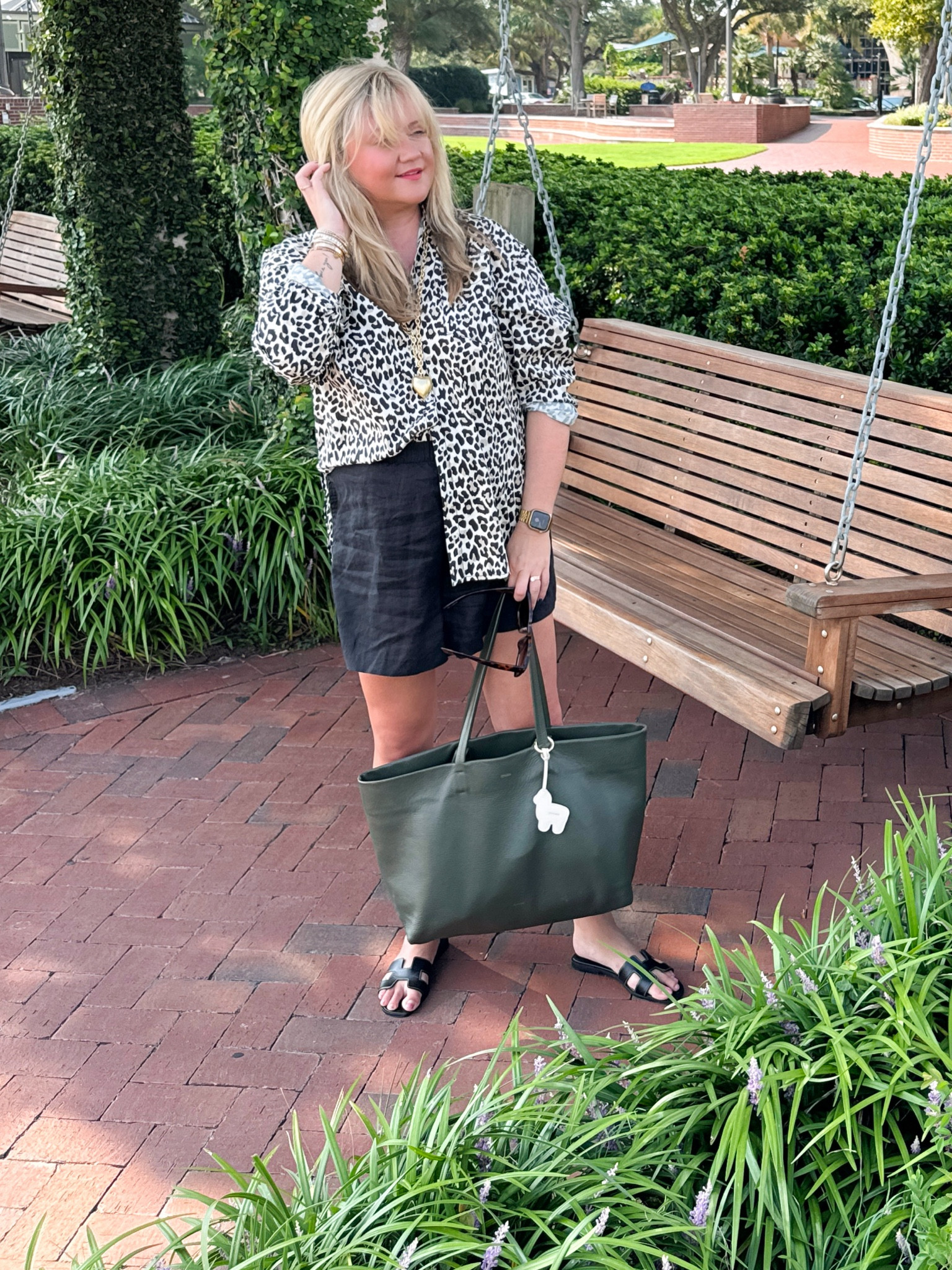 Mixing in leopard print for early fall outfits.

Shirt runs oversized. I should have sized down one.
Shorts are true to size.

#LTKFindsUnder100 #LTKMidsize #LTKItBag
