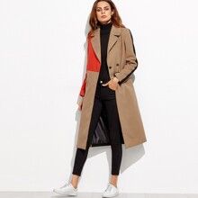 Colorblock Double Breasted Coat | SHEIN