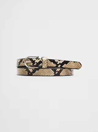 Leather Snake Print Skinny Belt | Banana Republic Factory
