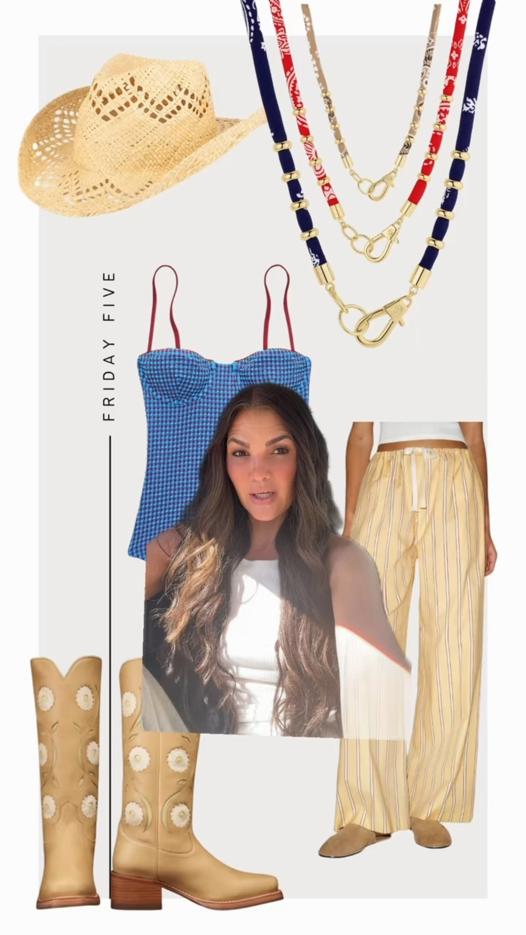 Friday Five: 3-28-26

1. Tecovas Charlie Boots 
2. J.Crew Swimsuit 
3. Reformation Gina Pants 
4. Gigi Pip Nona Hat - Code: Kristin15 
5. Gorjana Bandana Necklace



#LTKFestival #LTKootd