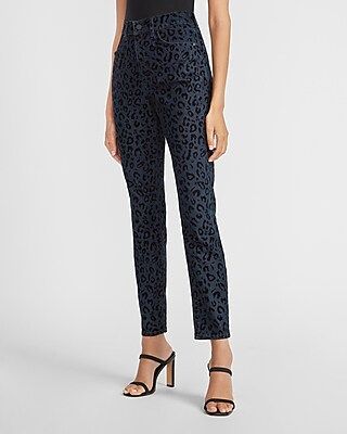 High Waisted Textured Leopard Print Skinny Jeans | Express