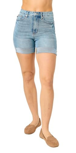 Judy Blue High Waist Tummy Control Cool Denim Shorts, 1X | Amazon (US)