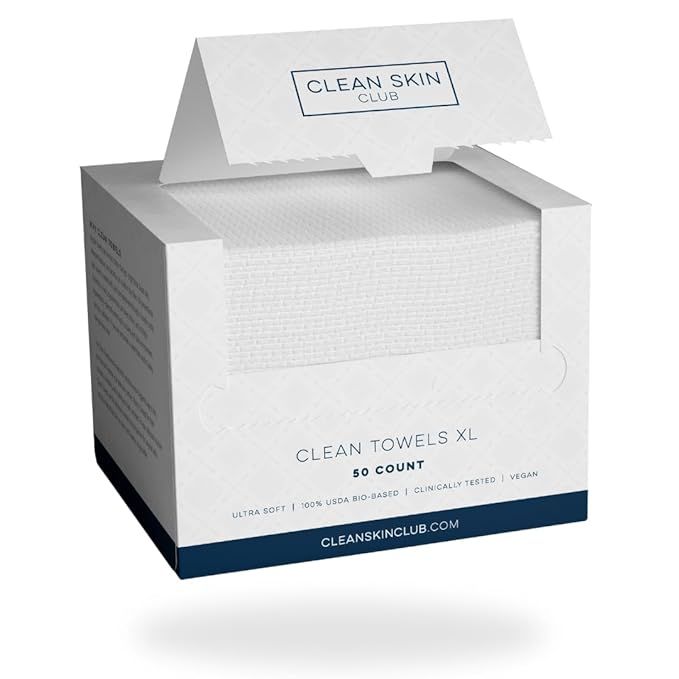Clean Skin Club Clean Towels XL, 100% USDA Biobased Face Towel, Disposable Clinically Tested Face... | Amazon (US)