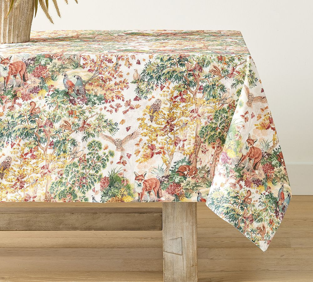 Fantastical Forest Cotton/Linen Tablecloth, 70x108"" - Multi | Pottery Barn (US)