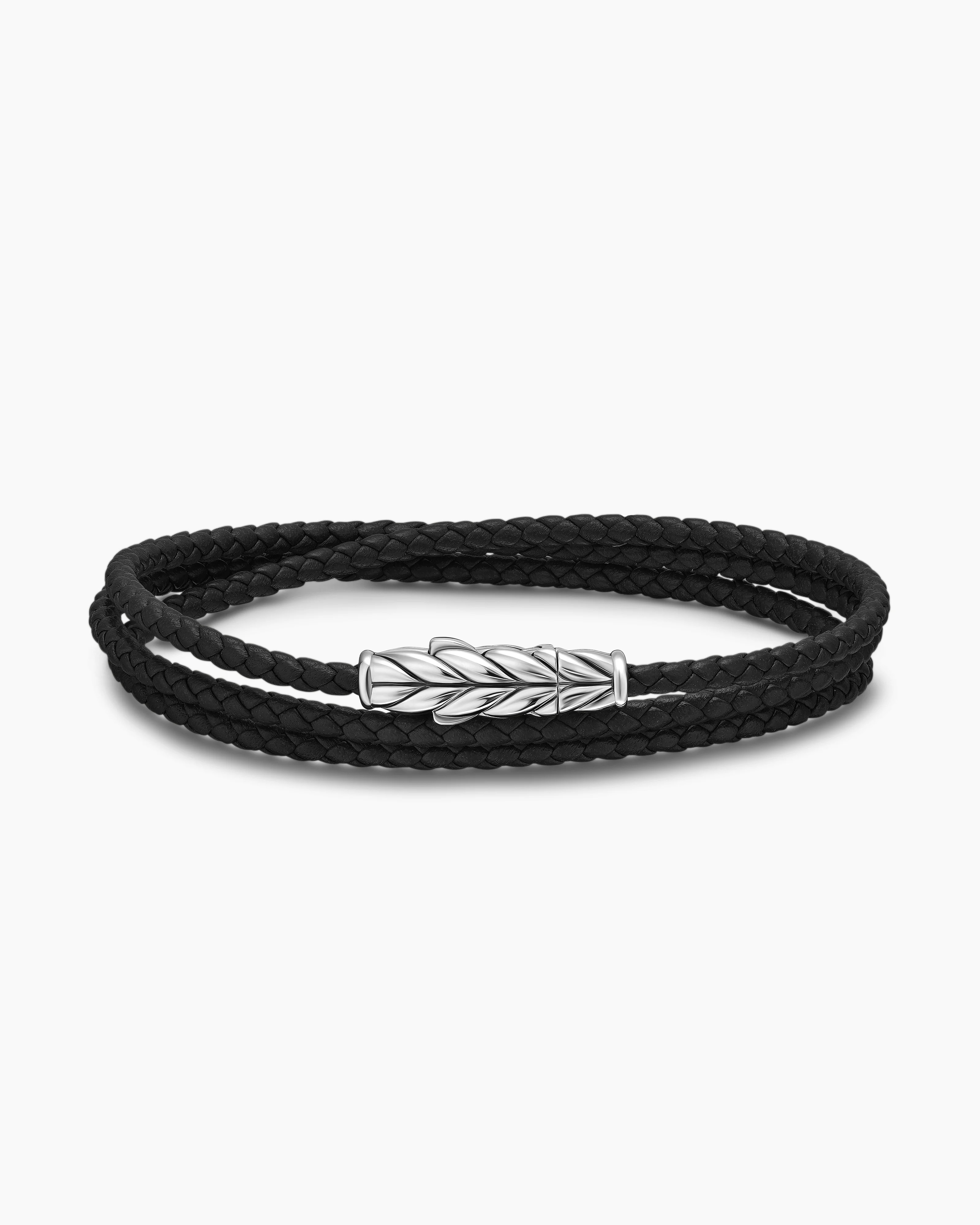 David Yurman | Chevron Triple Wrap Leather Bracelet with Sterling Silver, 3mm | David Yurman