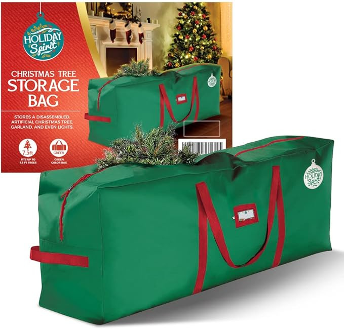 HOLIDAY SPIRIT Heavy Duty Canvas Bags for Christmas Tree - Waterproof Storage Bag with Reinforced... | Amazon (US)