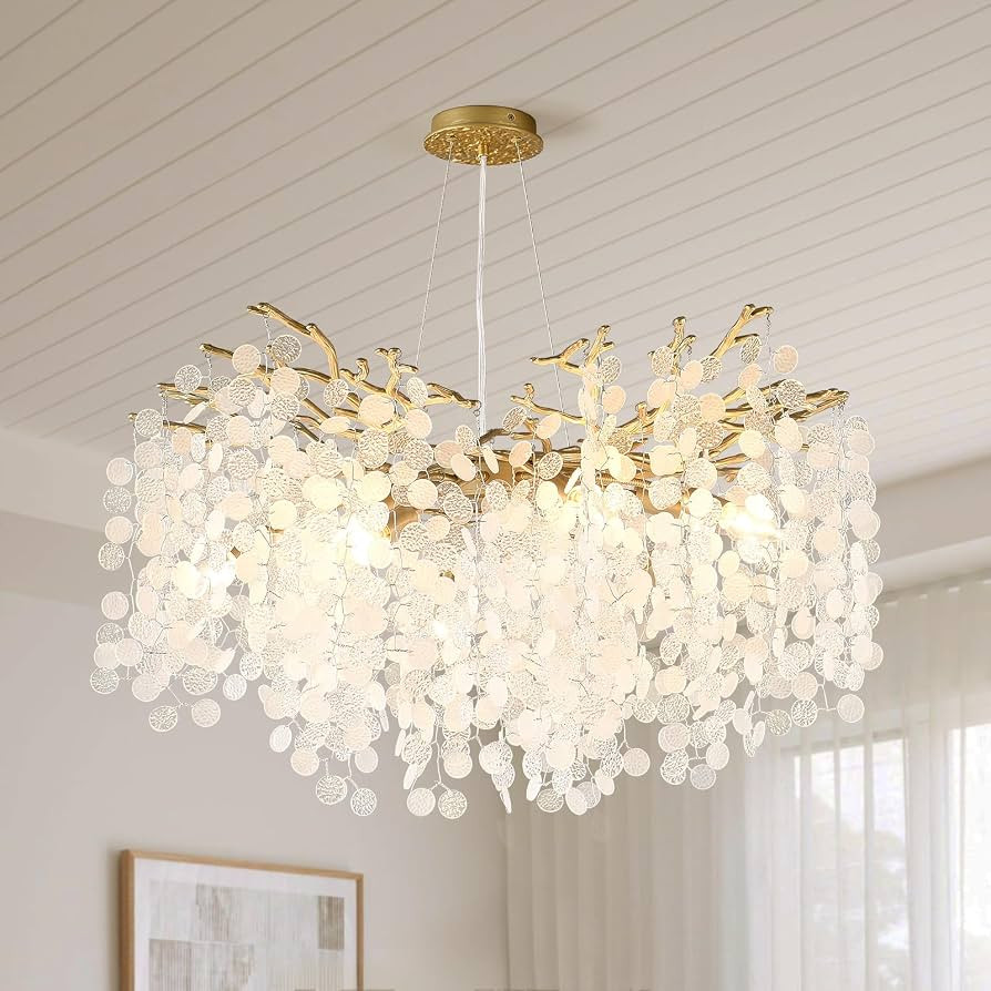 32 Inch Gold Crystal Chandelier 10-Light Modern Dining Room Chandelier | Amazon (US)
