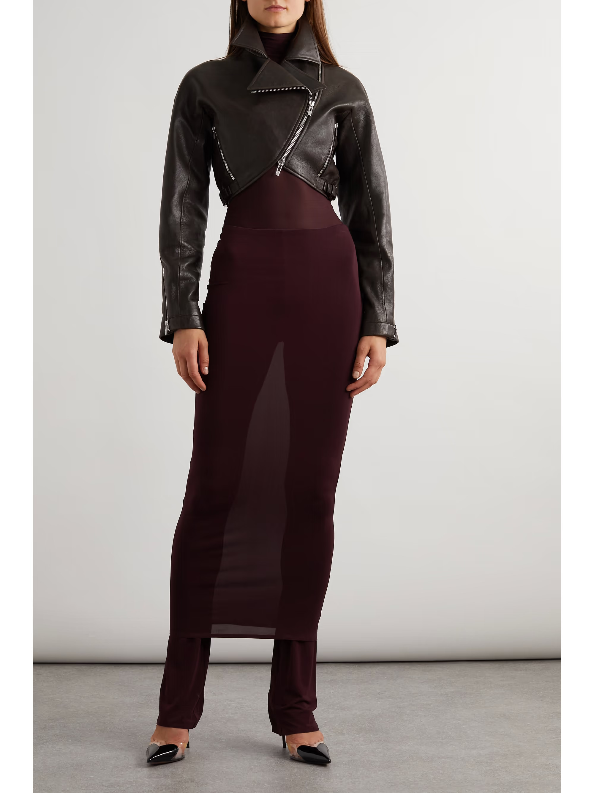 Archetypes cropped asymmetric leather biker jacket | NET-A-PORTER (US)