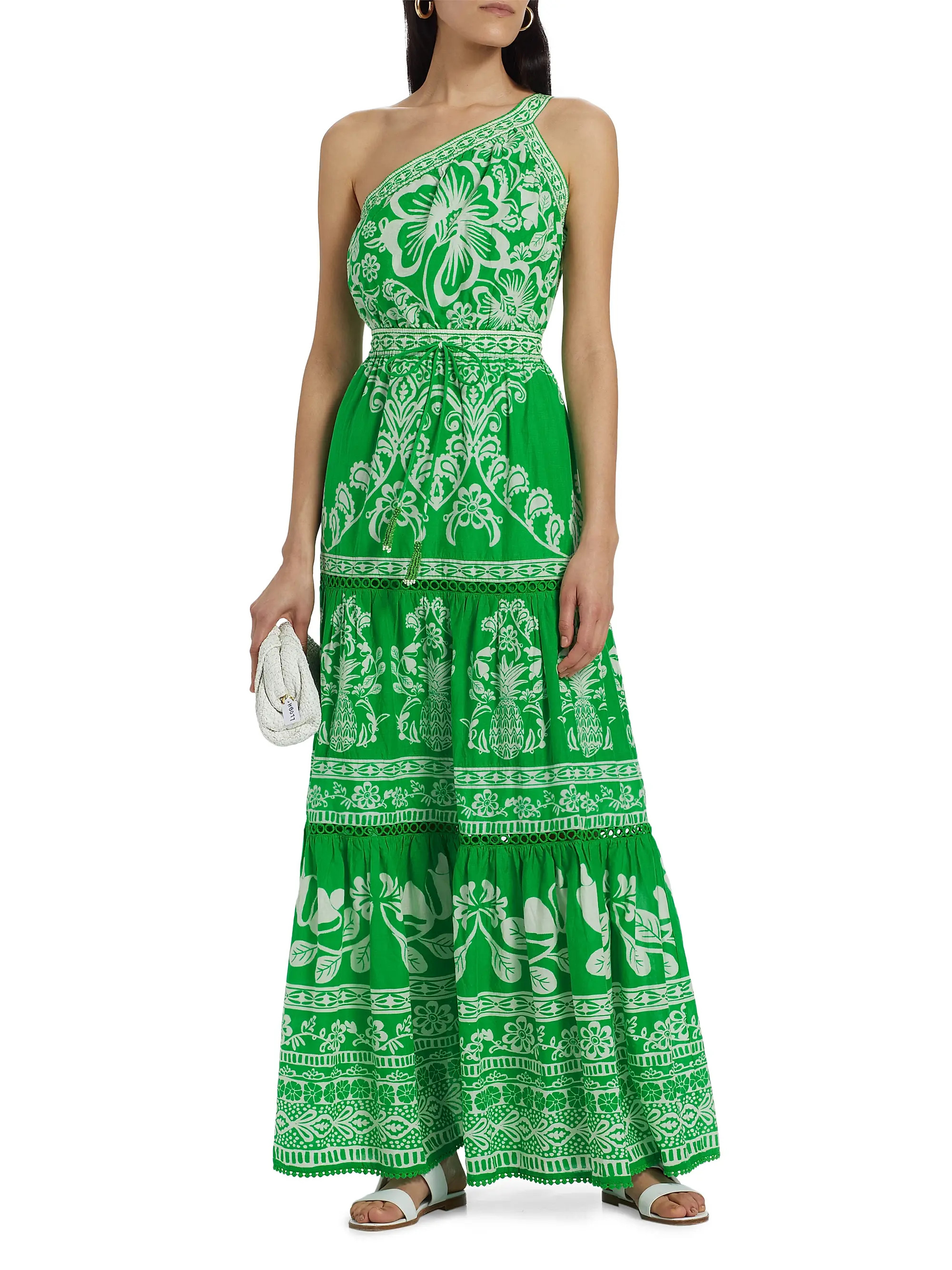 Geometric One-Shoulder Drawstring Maxi Dress | Saks Fifth Avenue