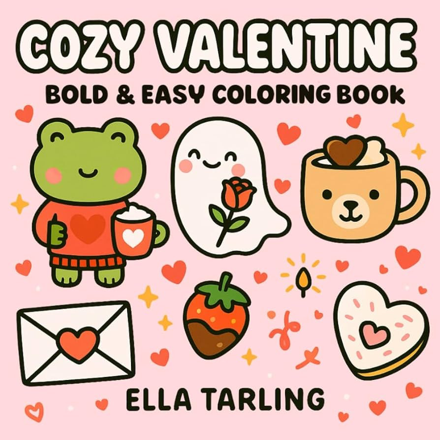 Cozy Valentine - Bold & Easy Coloring Book for Kids & Adults | Amazon (UK)