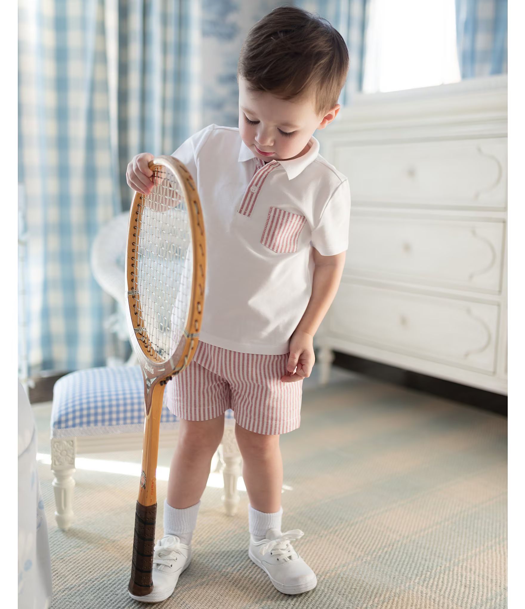 x The Broke Brooke Little Boys 2T-7 Beau Pique Knit Polo and Stripe Short Set | Dillard's