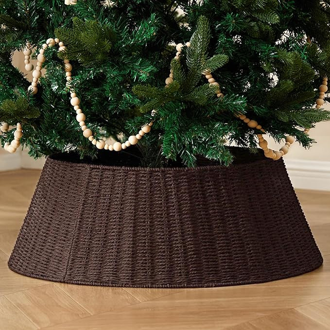 Rustic Farmhouse Christmas Tree Collar - 28Inch Woven Wicker Tree Base Stand Cover for Artificial... | Amazon (US)