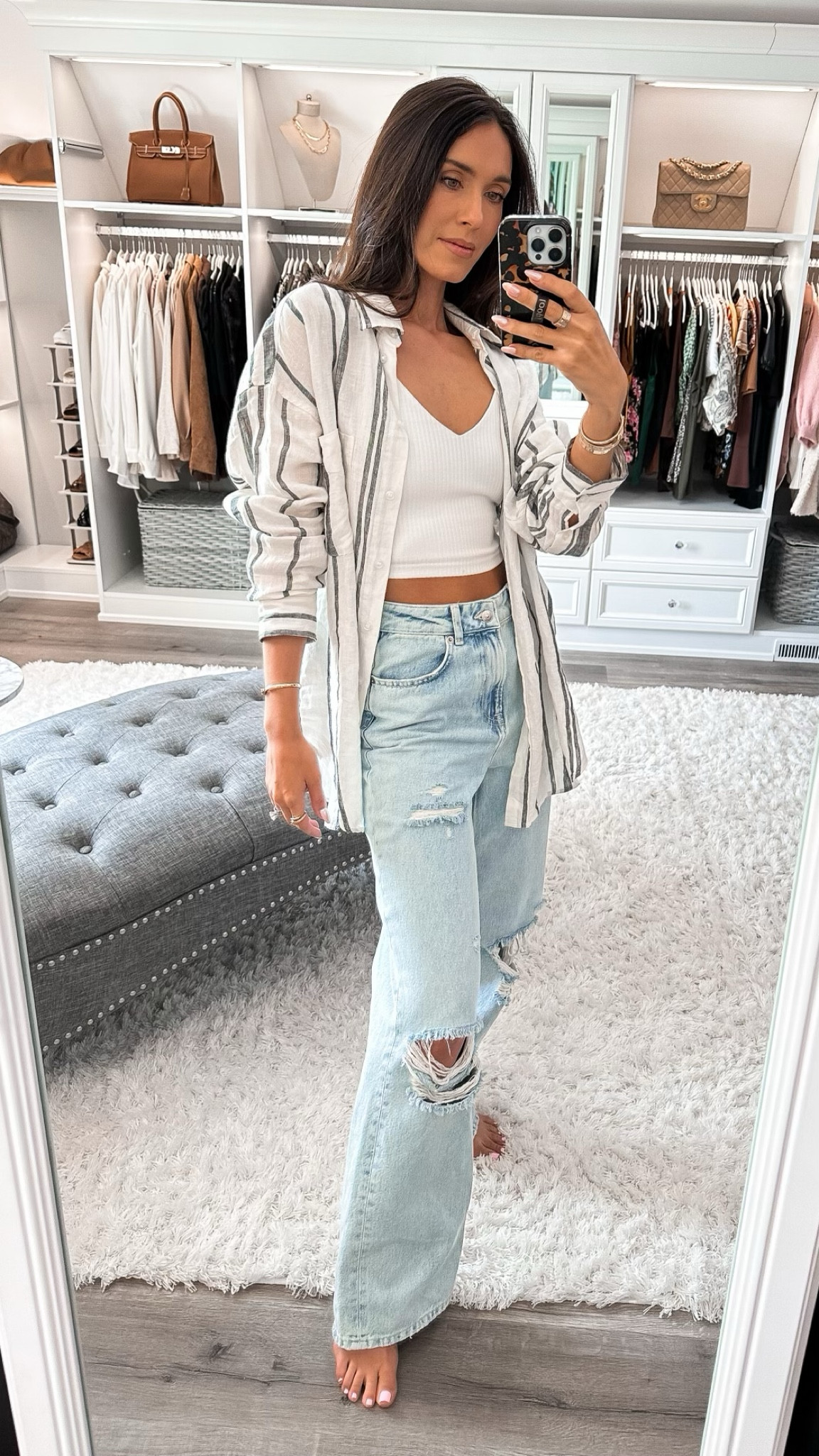 OOTD from H&M✨ 
Everything is SO good and super affordable! Sizing details below!💕

Linen top: Small
Jeans: 0/25
Tank: XS 

#LTKunder50 #LTKstyletip #LTKfit