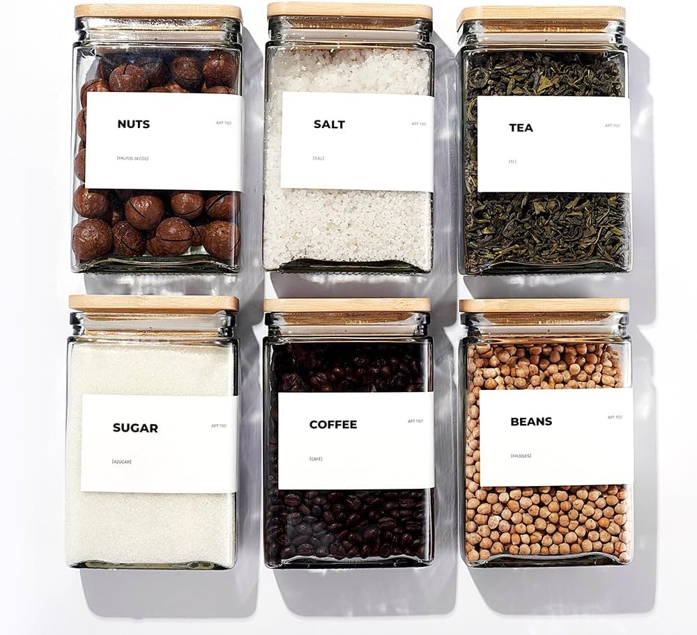 27 oz Glass Storage Jars with Bamboo Lid, set of 6, glass canisters with airtight lids, Clear jar... | Amazon (US)