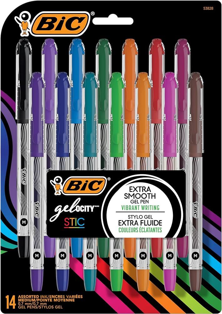 BIC Gel-ocity Stic Assorted Colors Gel Pen Set, Medium Point (0.7mm), 14-Count Pack, Colorful Pen... | Amazon (CA)