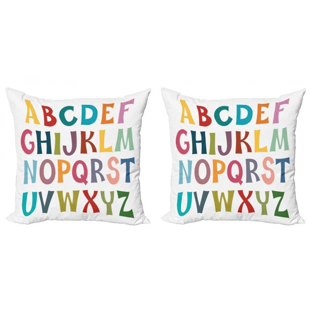 Alphabet Throw Pillow Cushion Cover Pack of 2, Simple Colorful Letters Print on Plain Background,... | Walmart (US)