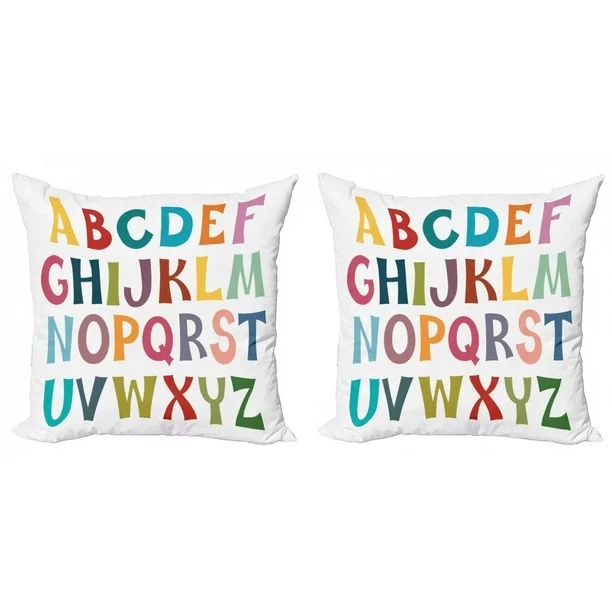 Alphabet Throw Pillow Cushion Cover Pack of 2, Simple Colorful Letters Print on Plain Background,... | Walmart (US)