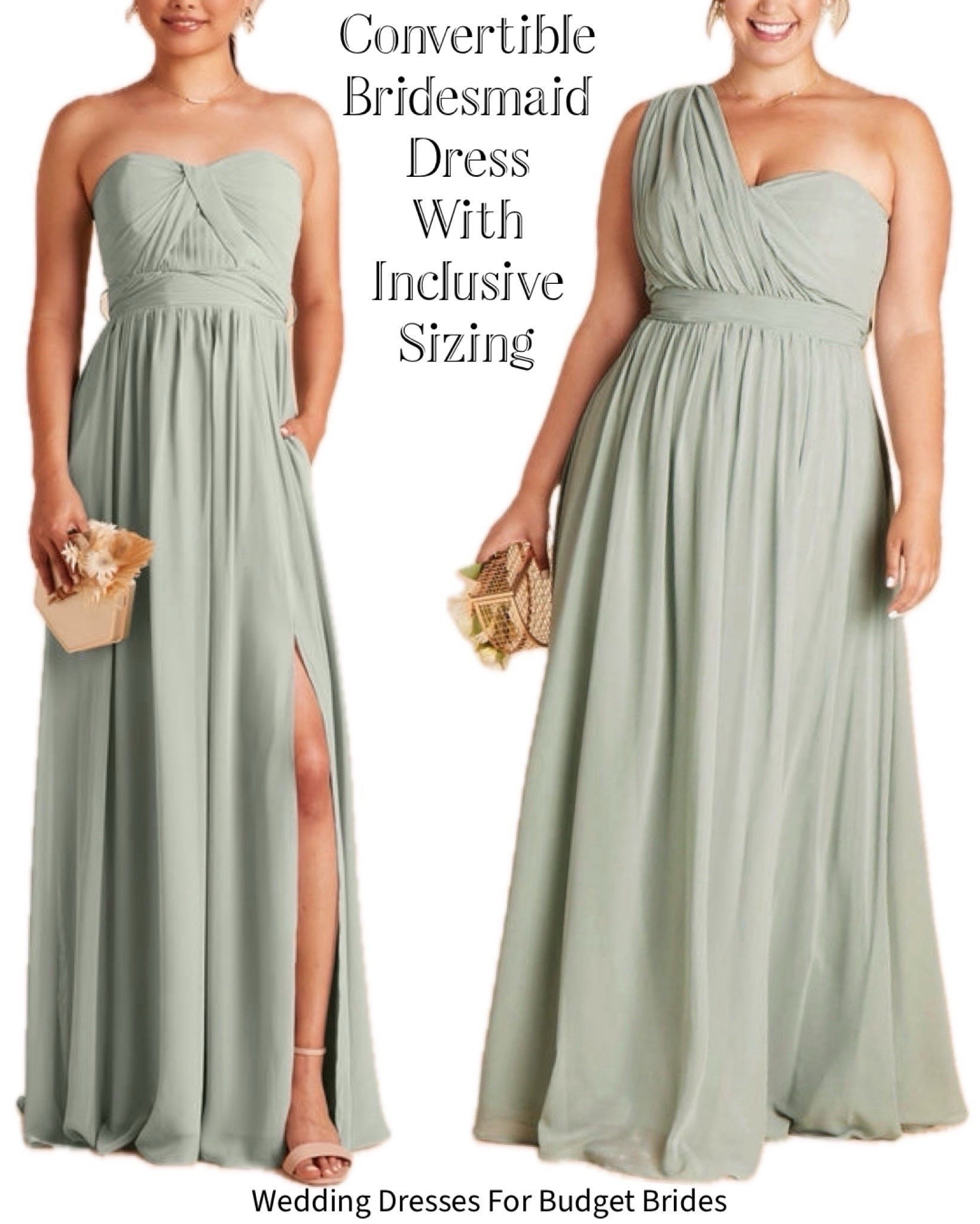 Chic convertible sage bridesmaid dress at Birdy Grey under $130. 

Inclusive sizing, bump friendly, and could also work as a versatile wedding guest dress too!

#LTKWedding #LTKPlusSize #LTKBump