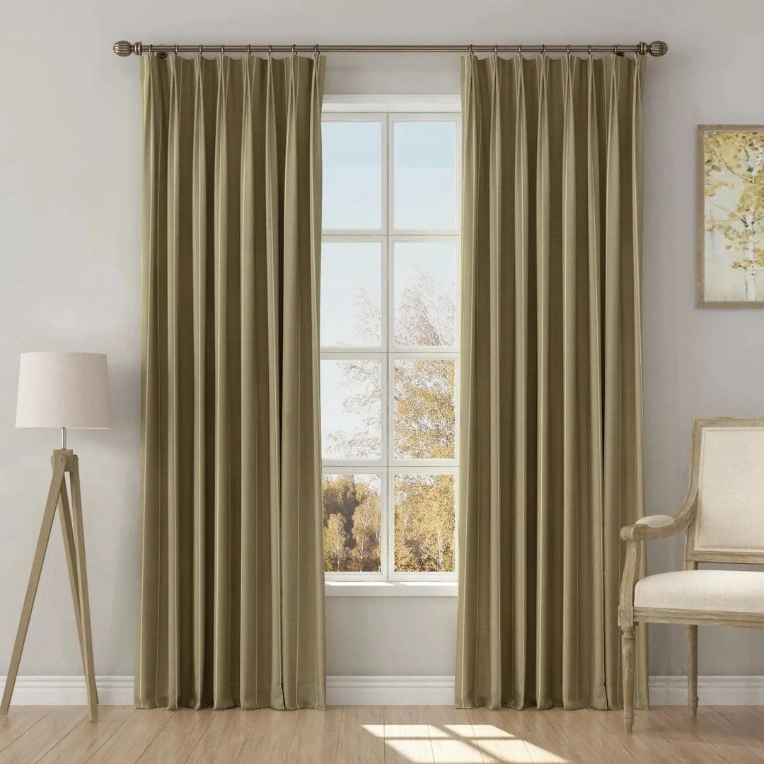 Stefana Silber Print Linen Blend Curtain Drapery Pleated | TWOPAGES