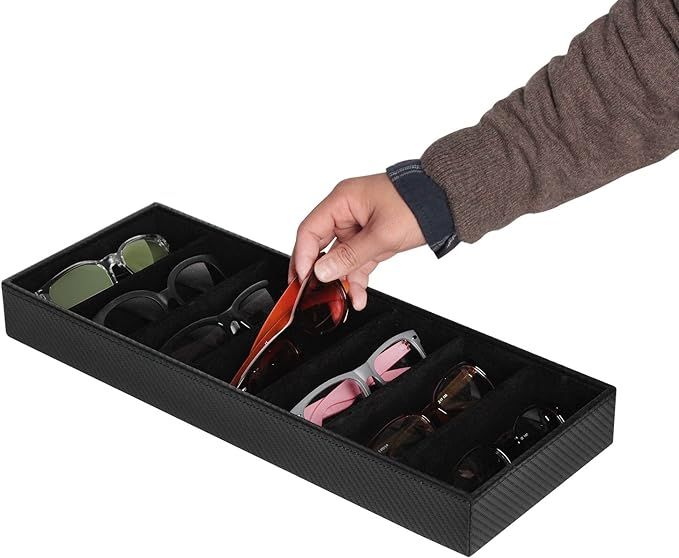 JackCubeDesign 7 Compartments Sunglasses Organizer, Leather Eyelgass Storage Tray Box for Table D... | Amazon (US)